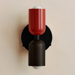 Up Down Wall Sconce - Black Canopy / Oxide Red Upper Shade