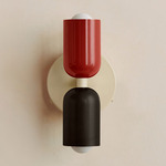 Up Down Wall Sconce - Bone Canopy / Oxide Red Upper Shade