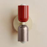 Up Down Wall Sconce - Bone Canopy / Oxide Red Upper Shade