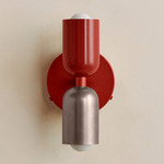 Up Down Wall Sconce - Oxide Red Canopy / Oxide Red Upper Shade