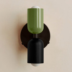 Up Down Wall Sconce - Blackened Brass Canopy / Reed Green Upper Shade