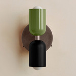 Up Down Wall Sconce - Pewter Canopy / Reed Green Upper Shade