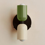Up Down Wall Sconce - Blackened Brass Canopy / Reed Green Upper Shade
