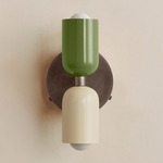 Up Down Wall Sconce - Pewter Canopy / Reed Green Upper Shade