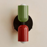 Up Down Wall Sconce - Blackened Brass Canopy / Reed Green Upper Shade
