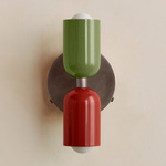 Up Down Wall Sconce - Pewter Canopy / Reed Green Upper Shade