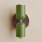 Up Down Wall Sconce - Pewter Canopy / Reed Green Upper Shade