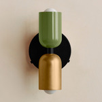 Up Down Wall Sconce - Black Canopy / Reed Green Upper Shade