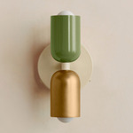 Up Down Wall Sconce - Bone Canopy / Reed Green Upper Shade