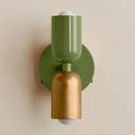 Up Down Wall Sconce - Reed Green Canopy / Reed Green Upper Shade