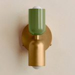Up Down Wall Sconce - Brass Canopy / Reed Green Upper Shade