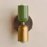 Up Down Wall Sconce - Pewter Canopy / Reed Green Upper Shade