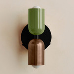 Up Down Wall Sconce - Black Canopy / Reed Green Upper Shade