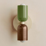 Up Down Wall Sconce - Bone Canopy / Reed Green Upper Shade