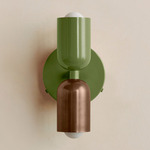 Up Down Wall Sconce - Reed Green Canopy / Reed Green Upper Shade