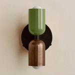 Up Down Wall Sconce - Blackened Brass Canopy / Reed Green Upper Shade