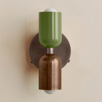 Up Down Wall Sconce - Pewter Canopy / Reed Green Upper Shade