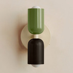 Up Down Wall Sconce - Bone Canopy / Reed Green Upper Shade