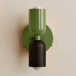 Up Down Wall Sconce - Reed Green Canopy / Reed Green Upper Shade