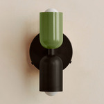 Up Down Wall Sconce - Blackened Brass Canopy / Reed Green Upper Shade