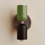 Up Down Wall Sconce - Pewter Canopy / Reed Green Upper Shade
