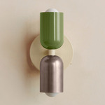 Up Down Wall Sconce - Bone Canopy / Reed Green Upper Shade