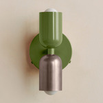Up Down Wall Sconce - Reed Green Canopy / Reed Green Upper Shade