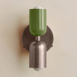 Up Down Wall Sconce - Pewter Canopy / Reed Green Upper Shade