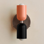 Up Down Wall Sconce - Pewter Canopy / Peach Upper Shade