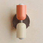 Up Down Wall Sconce - Pewter Canopy / Peach Upper Shade