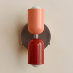 Up Down Wall Sconce - Pewter Canopy / Peach Upper Shade