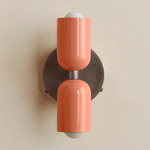 Up Down Wall Sconce - Pewter Canopy / Peach Upper Shade