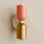 Up Down Wall Sconce - Bone Canopy / Peach Upper Shade