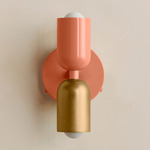 Up Down Wall Sconce - Peach Canopy / Peach Upper Shade