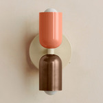 Up Down Wall Sconce - Bone Canopy / Peach Upper Shade