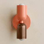 Up Down Wall Sconce - Peach Canopy / Peach Upper Shade