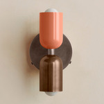 Up Down Wall Sconce - Pewter Canopy / Peach Upper Shade