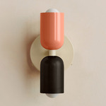Up Down Wall Sconce - Bone Canopy / Peach Upper Shade
