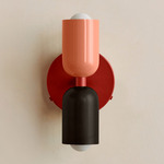 Up Down Wall Sconce - Oxide Red Canopy / Peach Upper Shade