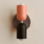 Up Down Wall Sconce - Pewter Canopy / Peach Upper Shade