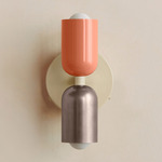 Up Down Wall Sconce - Bone Canopy / Peach Upper Shade