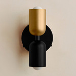 Up Down Wall Sconce - Black Canopy / Brass Upper Shade