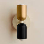 Up Down Wall Sconce - Bone Canopy / Brass Upper Shade