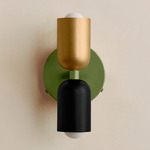 Up Down Wall Sconce - Reed Green Canopy / Brass Upper Shade