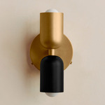 Up Down Wall Sconce - Brass Canopy / Brass Upper Shade