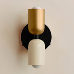 Up Down Wall Sconce - Black Canopy / Brass Upper Shade