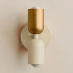 Up Down Wall Sconce - Bone Canopy / Brass Upper Shade