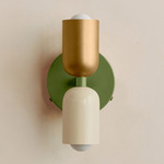 Up Down Wall Sconce - Reed Green Canopy / Brass Upper Shade