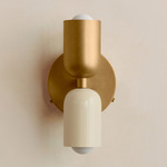 Up Down Wall Sconce - Brass Canopy / Brass Upper Shade