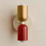 Up Down Wall Sconce - Bone Canopy / Brass Upper Shade